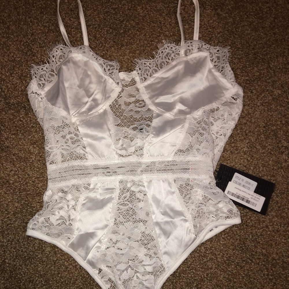 Nasty Gal White Lace Bodysuit